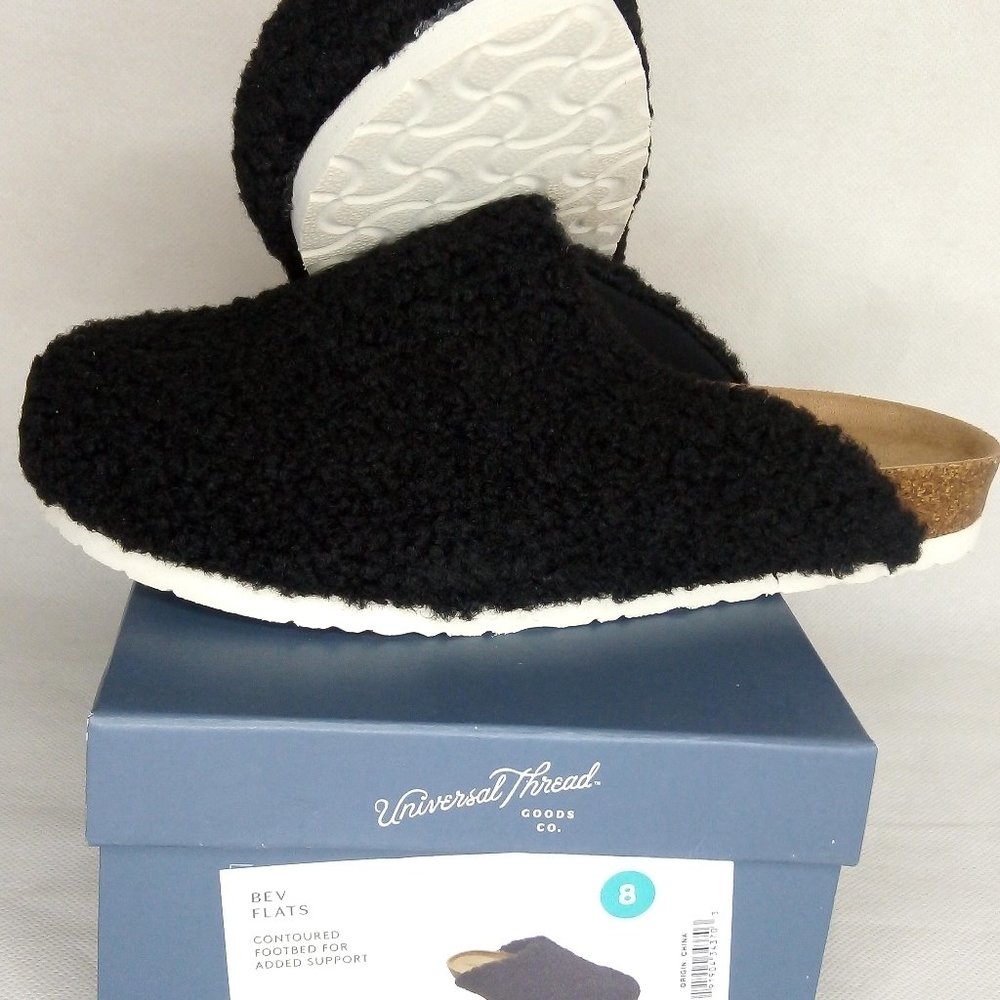 WOMENS BEV FLAT SLIP ON SHOES , BLACK, NWT